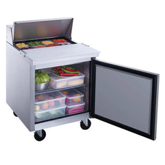 Dukers DSP29-8-S1 Commercial 29" 1-Door Food Prep Table Refrigerator, 6.6 cu ft Capacity