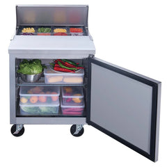 Dukers DSP29-8-S1 Commercial 29" 1-Door Food Prep Table Refrigerator, 6.6 cu ft Capacity