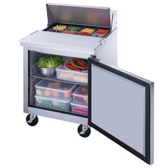 Dukers DSP29-8-S1 Commercial 29" 1-Door Food Prep Table Refrigerator, 6.6 cu ft Capacity