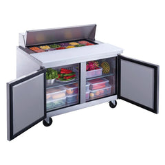Dukers DSP48-12-S2 Commercial 48" 2-Door Food Prep Table Refrigerator, 11.4 cu ft
