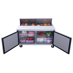 Dukers DSP60-16-S2 Commercial 60" 2-Door Food Prep Table Refrigerator