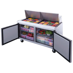 Dukers DSP60-24M-S2 2-Door Commercial Food Prep Table Refrigerator with Mega Top, 14.3 cu ft Capacity