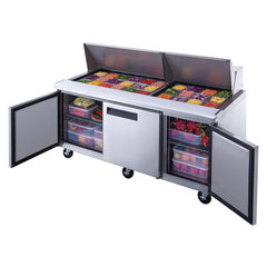 Dukers DSP72-30M-S3 3-Door Commercial Food Prep Table Refrigerator with Mega Top, 17.6 cu ft