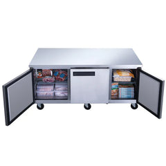 Dukers DUC72F Commercial 72" 3-Door Undercounter Freezer, 19.0 cu ft Capacity