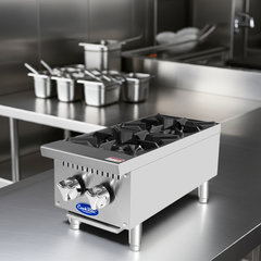 Atosa ACHP-2 12" Convertible 2-Burner Countertop Hot Plate Manual Control - 64,000 BTU
