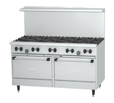 Garland SunFire X60-10RR Natural Gas 60" 10-Burner Range with 2 Standard Ovens
