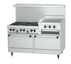 Garland SunFire X60-6R24RR Liquid Propane 24" 6-Burner Range with 2 Standard Ovens, Raised Griddle/Broiler