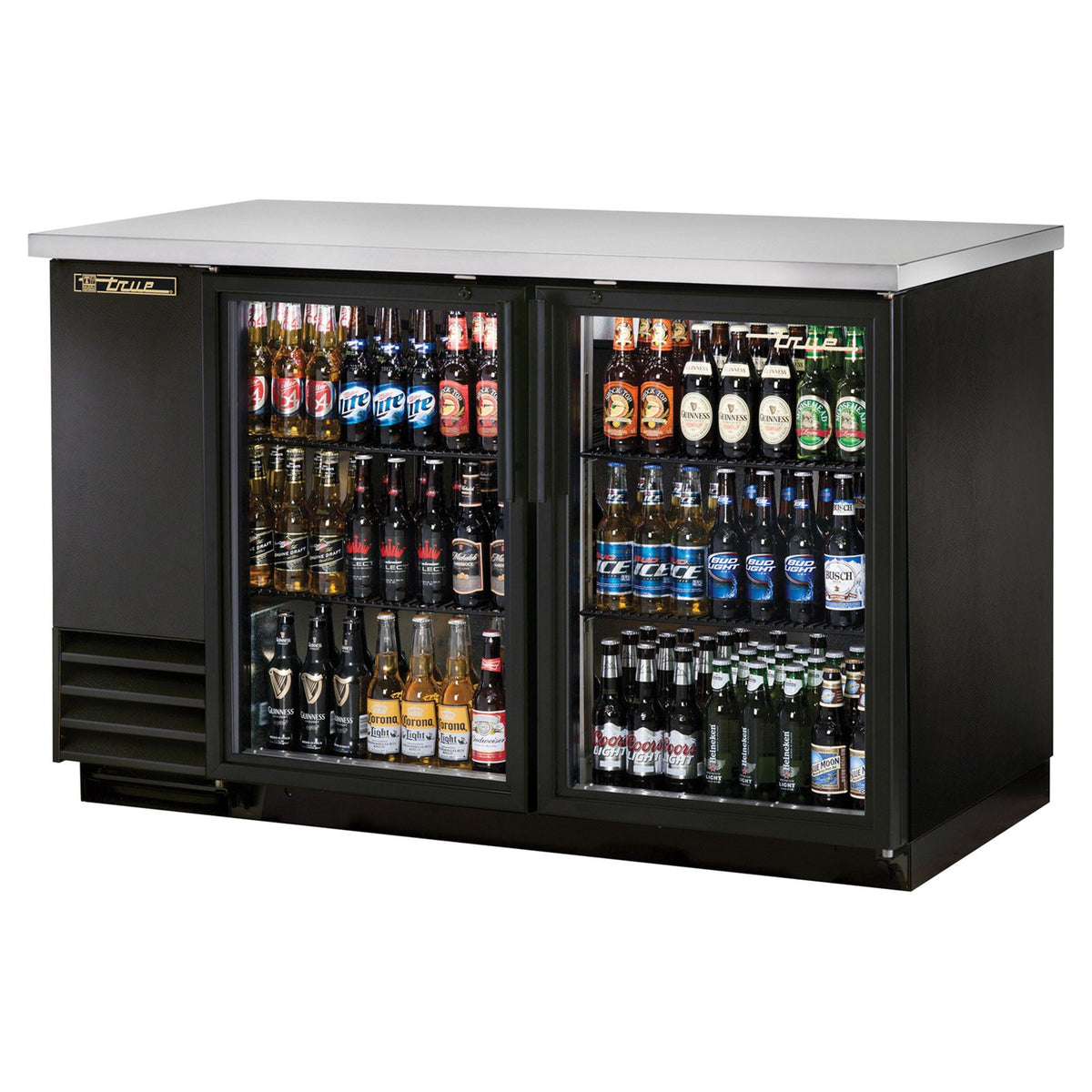True TBB-2G-HC-LD 59" 2-Section Glass-Door Back Bar Cooler