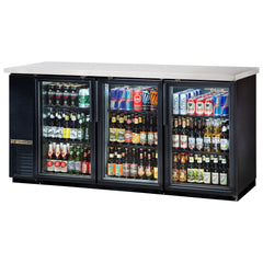 True TBB-24-72G-HC-LD 73" 3-Section Glass-Door Back Bar Cooler