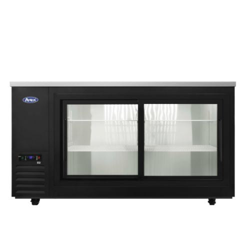 Atosa SBB69SGGRAUS2 69" Shallow Depth Back Bar Cooler, Sliding Glass Doors, Black