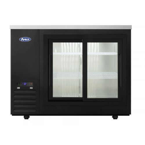Atosa SBB48SGGRAUS2 48" Shallow Depth Back Bar Cooler, Sliding Glass Doors, Black