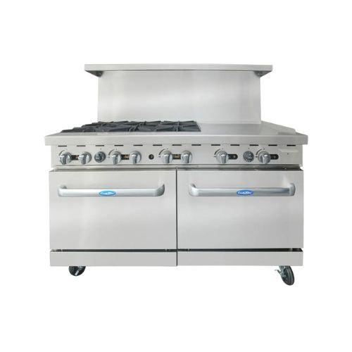 Atosa AGR-6B24GR 60" Gas Range, (6) 23,000 BTU Burners with 24" Griddle, Liquid Propane