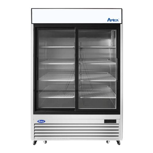 Atosa MCF8709GR 54" 2-Section Sliding Glass Door Merchandiser Refrigerator, Stainless Steel