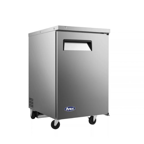 Atosa MBB23GR 23" 1-Door Back Bar Cooler, Stainless Steel - angled side view