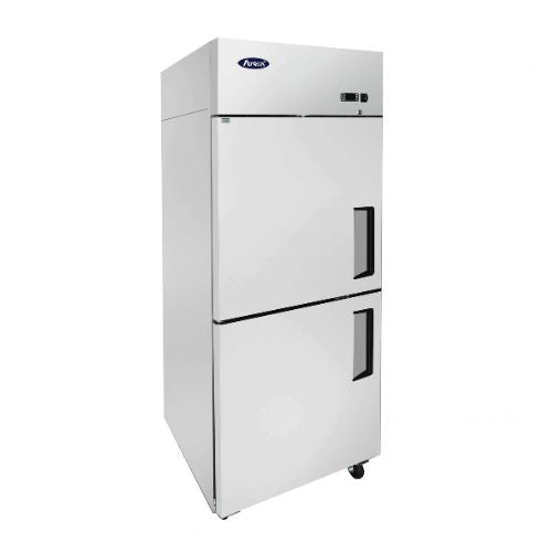 Atosa MBF8007GRL 29" 1-Section Top Mount Reach-In Freezer, 2 Divided Door, Left-Hinged - angled side view