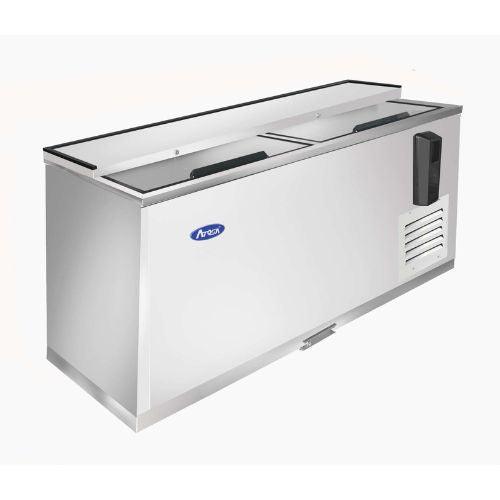 Atosa MBC65GR 65" Horizontal Bottle Cooler, Stainless Steel - angled side view