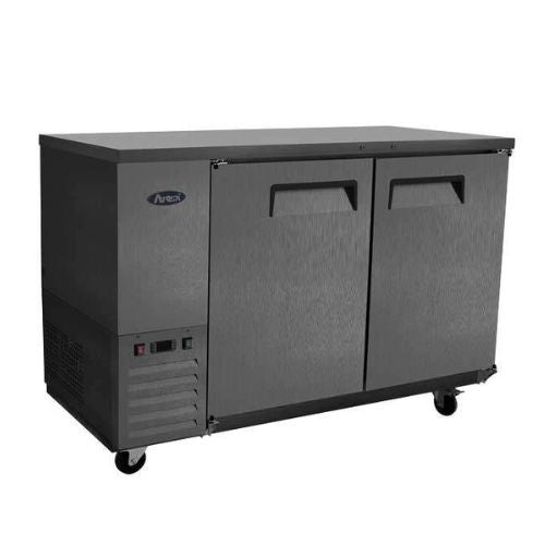 Atosa SBB59GRAUS2 59" 2-Door Shallow Depth Back Bar Cooler, Black - angled side view