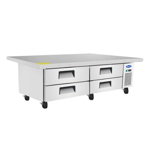 Atosa MGF8454GR 76" Extended Top Refrigerated Chef Base with 72" Cabinet - angled side view