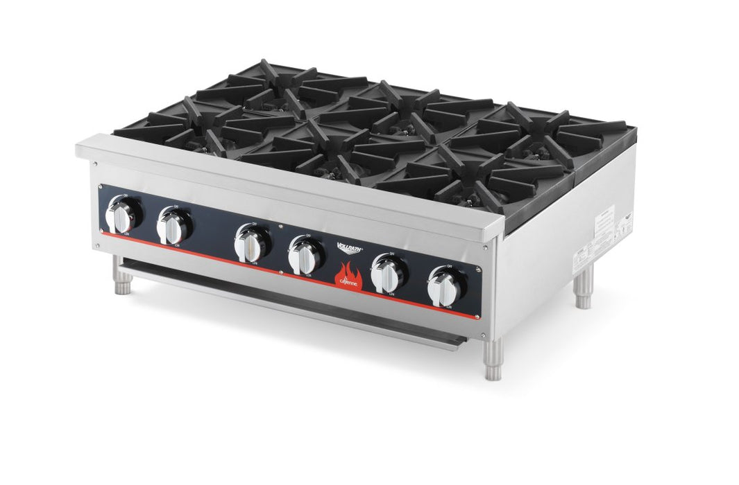 Vollrath 40738 Gas 36'' 6-Burner Countertop Hot Plate - 156,000 BTU