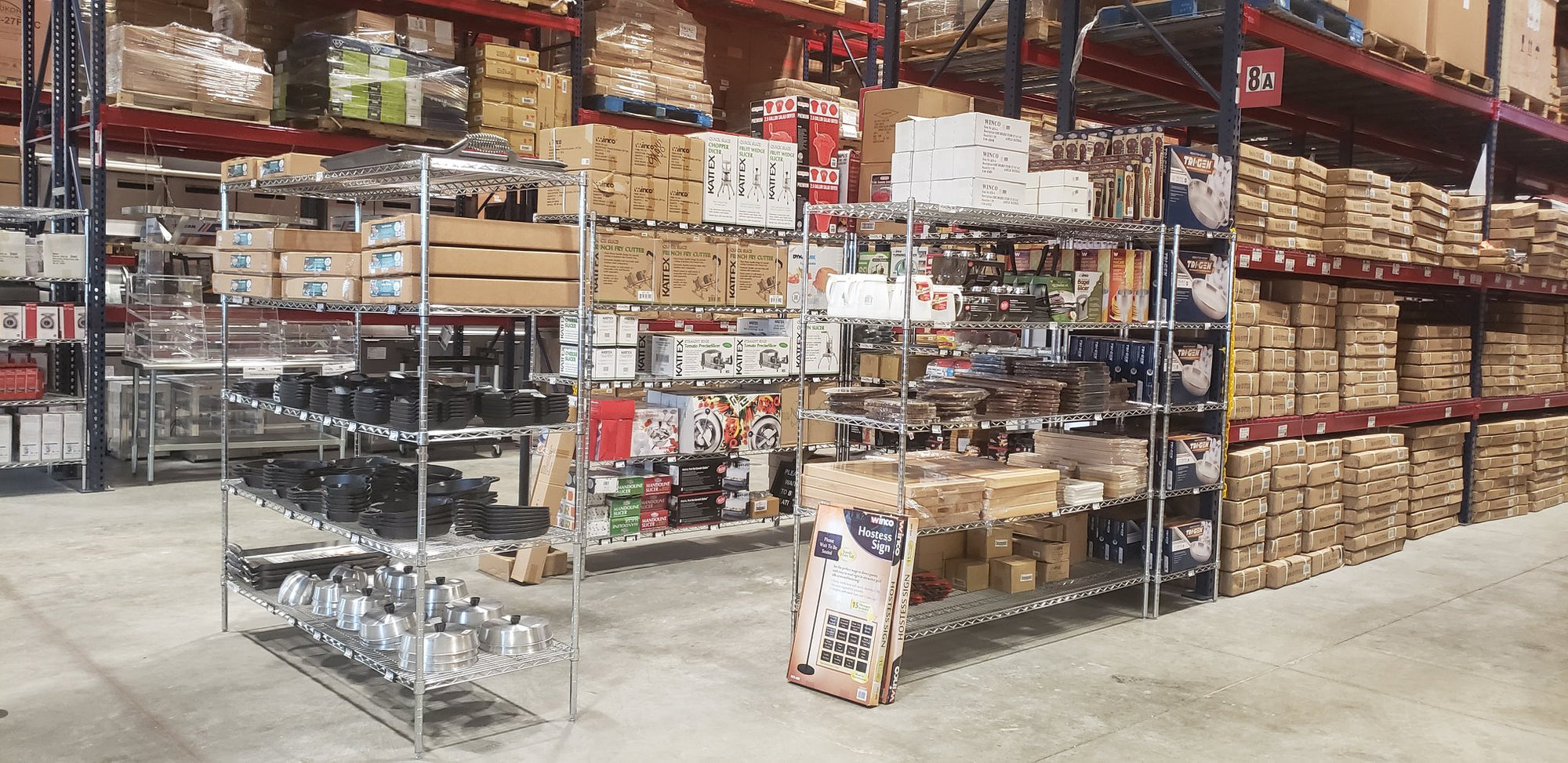 Worktables, shelves, and all of the equipment and supplies a restaurant needs under one roof!  Come in today to check out our huge selection of in-stock items, and everyday low prices!