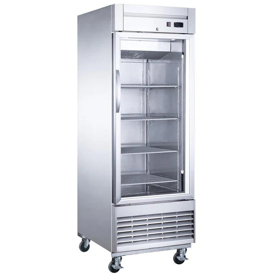 Dukers D28F-GS1 Bottom Mount 27" Glass Single Door Commercial Reach-in Freezer, 17.8 cu ft