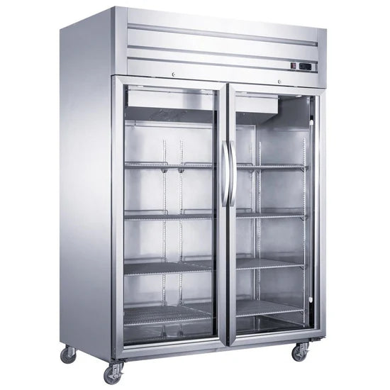 Dukers D55AR-GS2 Top Mount 55" Glass 2-Door Commercial Reach-in Refrigerator, 41.7 cu ft