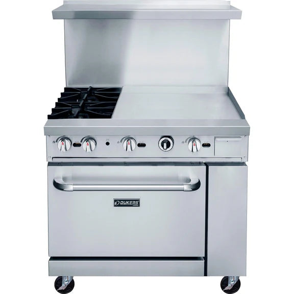 Dukers DCR36-2B24GM 36" Gas Range with Two (2) Open Burners and 24" Griddle