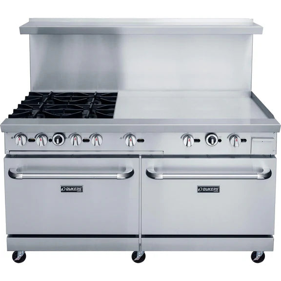 Dukers DCR60-4B36GM 60" Gas Range with Four (4) Open Burners and 36" Griddle