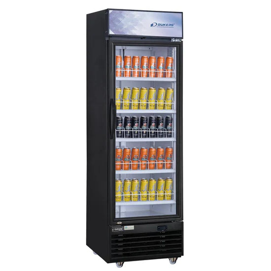 Dukers DSM-12R 24" Commercial Single Glass Swing Door Merchandiser Refrigerator, 11.5 cu ft