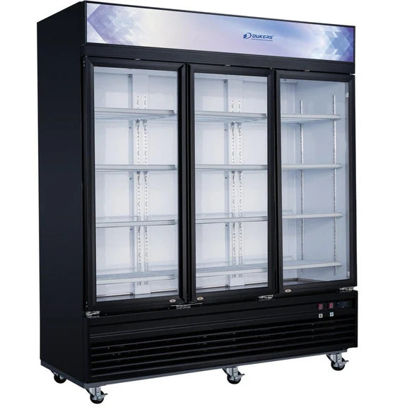 Dukers DSM-69F Commercial Glass Swing 3-Door Merchandiser Freezer, 69 Cu. Ft.
