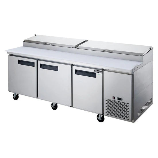 Dukers DPP90-12-S3 Commercial 12 Pan 3-Door Pizza Prep Table Refrigerator