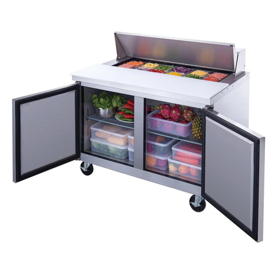 Dukers DSP48-12-S2 Commercial 48" 2-Door Food Prep Table Refrigerator, 11.4 cu ft