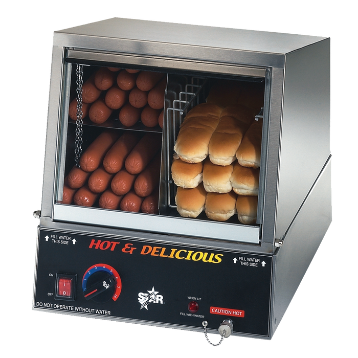 Star 35SSA Electric Hot Dog Steamer with 170 Hot Dog & 18 Bun Capacity